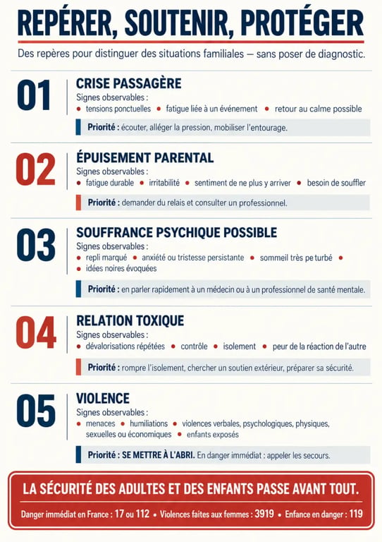 Infographie pour comprendre quand mon mari ne supporte plus la vie de famille et distinguer fatigue, souffrance psychique et violence