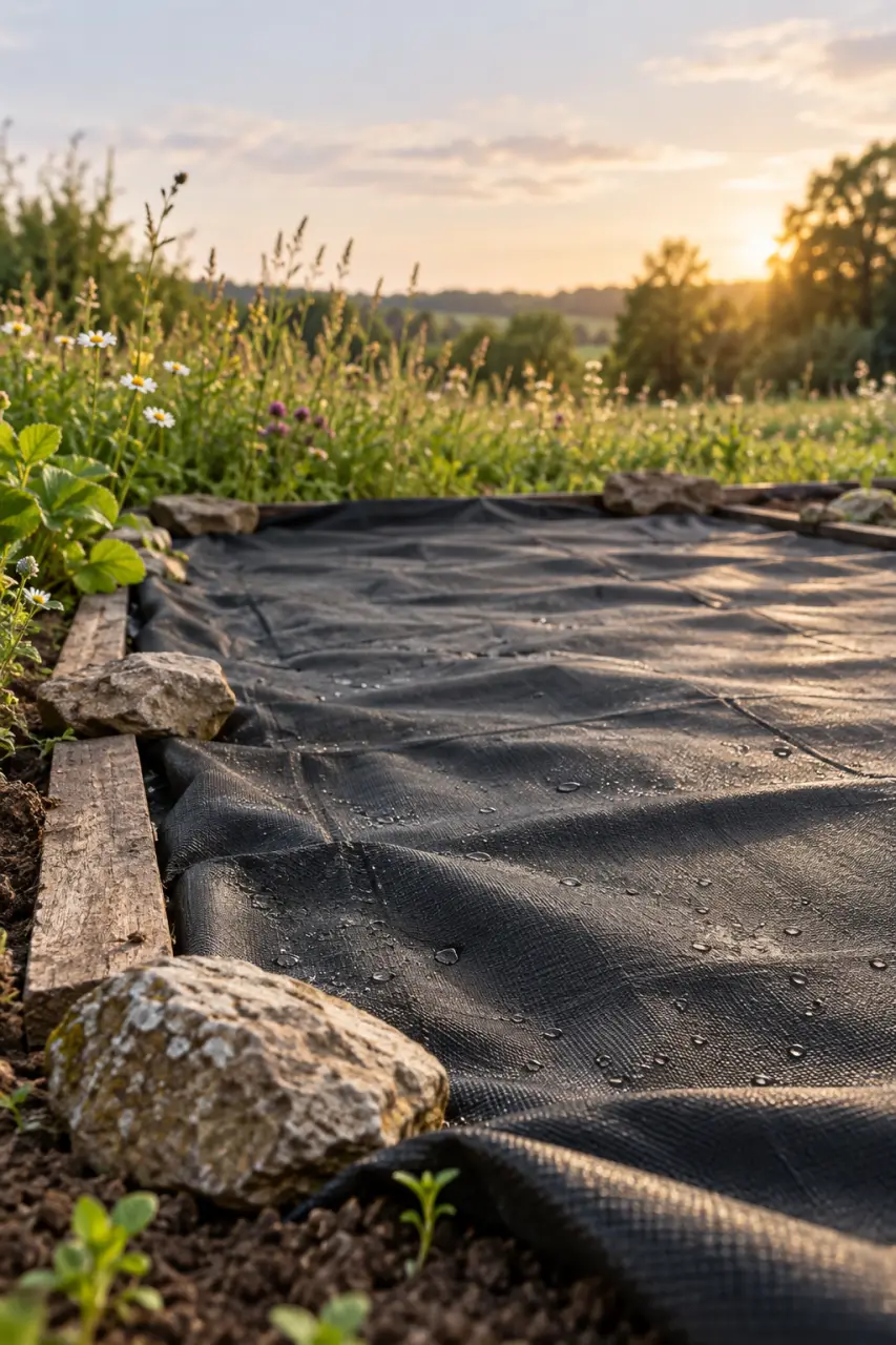 Jardinage avec une bâche noire : 6 à 8 semaines pour désherber, jusqu’à 8 mois pour une prairie