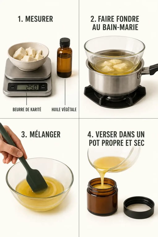 Faire ses produits de beauté : étapes pour préparer un baume maison au beurre de karité