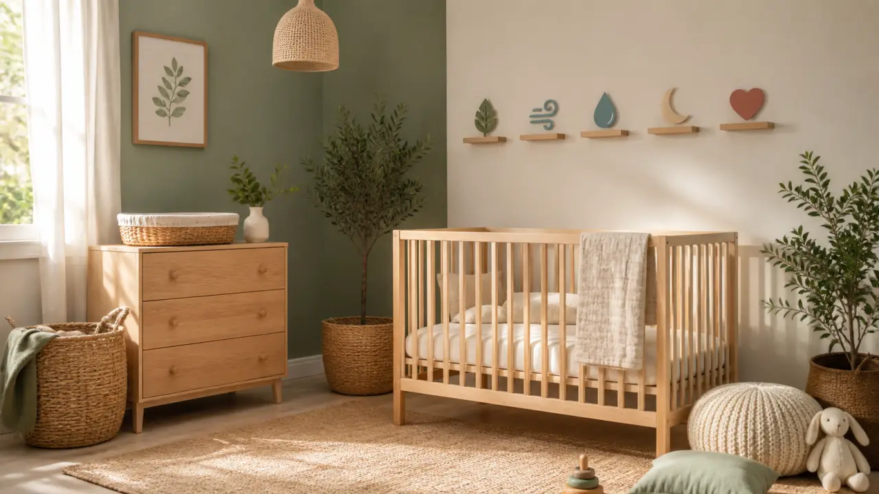 Illustration d'une chambre de bébé saine, douce et naturelle
