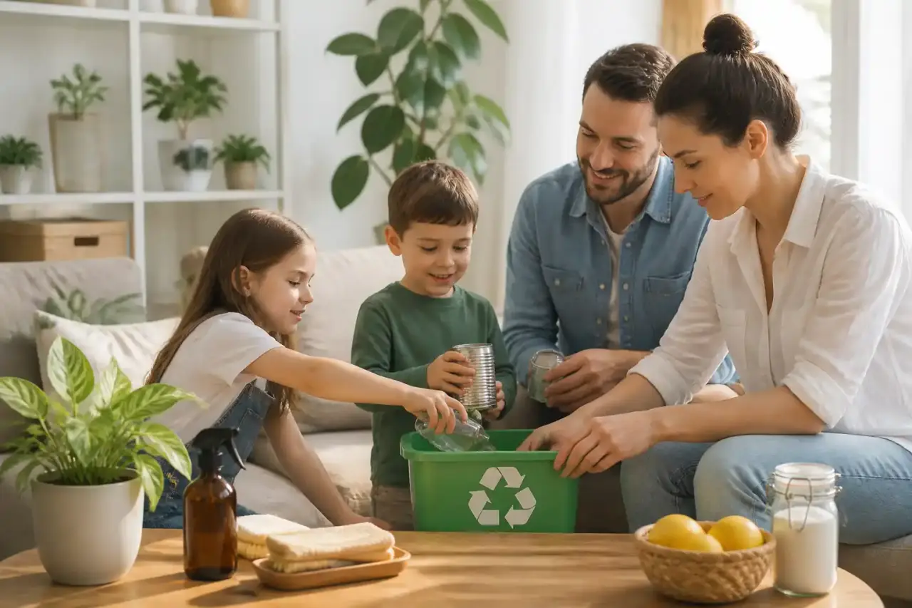 Ingrédients naturels pour le ménage écologique sur une table en bois